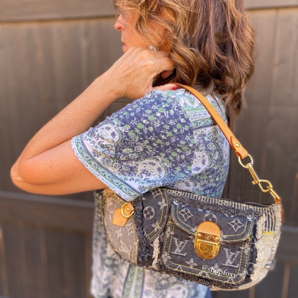 SOLD Louis Vuitton Denim Patchwork Pouchy Shoulder Bag - Picture 2 of 15
